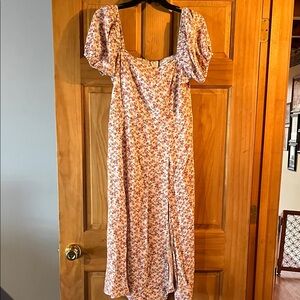 Francesca's Collections Pink Floral Midi Dress